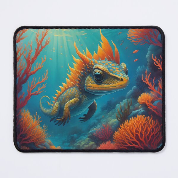 Item preview, Fiery Lizard Exploring the Ocean’s Depths designed and sold by greygoul.
