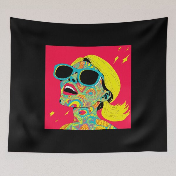 Item preview, 80s Comic Style Girl Psychedelic Retro Design designed and sold by CoolMantras.