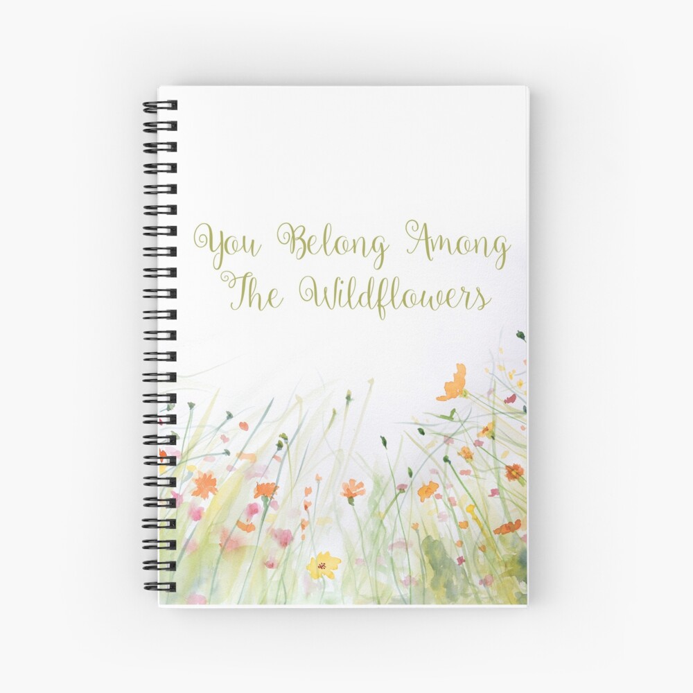 Watercolor Flower Painting with Mint Green Leaves Spiral Notebook