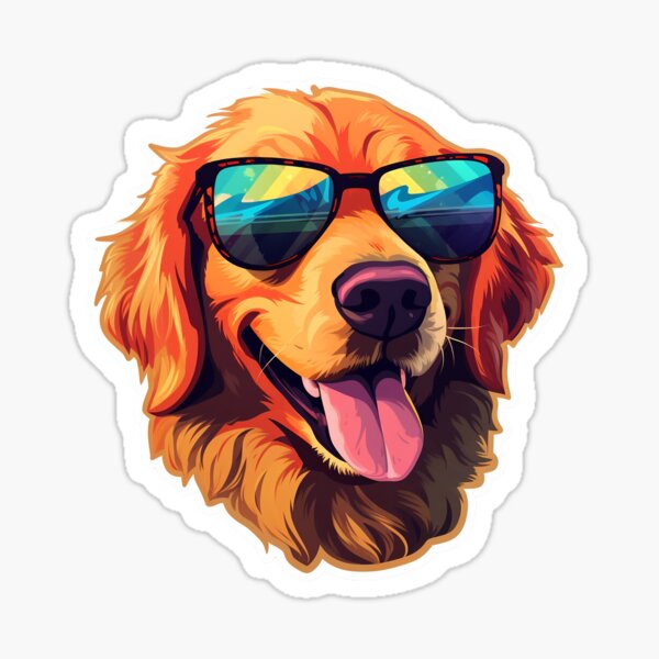 Item preview, Cooler Golden Retriever Sticker designed and sold by KazzasKorner.