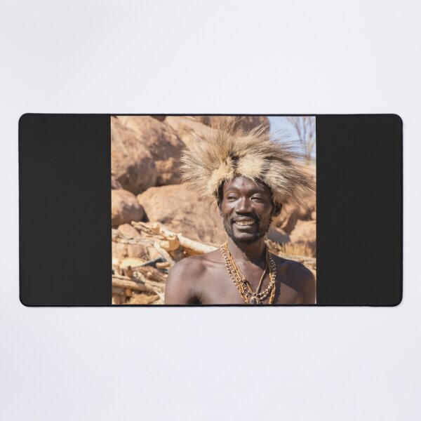 Item preview, Namibia. Damara Living Museum. Portrait of a Smiling Man in the Fur Hat. designed and sold by vadim19.
