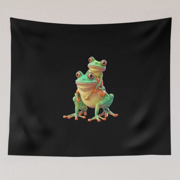 Item preview, Funny frog carrying his son on his back , for frog lovers designed and sold by love3617.