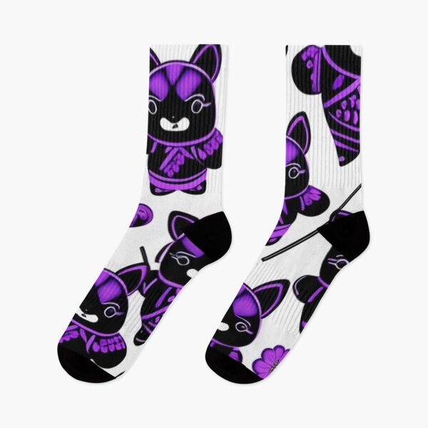 Item preview, Purple and black kitty ninja army pattern  designed and sold by Roxburylane.