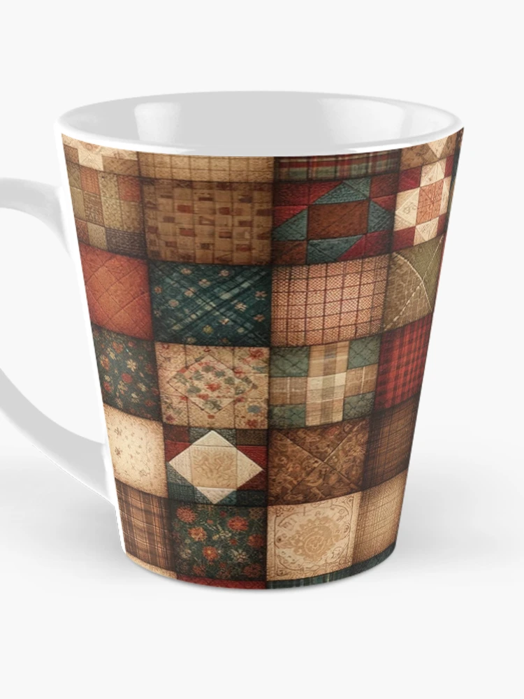 Thumbnail 3 of 4, Coffee Mug, Fall Patchwork Pattern designed and sold by PinUpPizzazz.