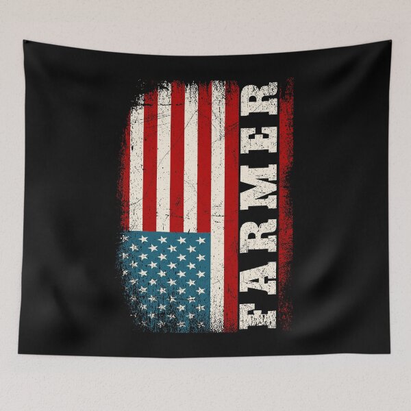 Item preview, Vintage Distressed American US Flag Farming Patriotic Farmer designed and sold by MobyStickers.