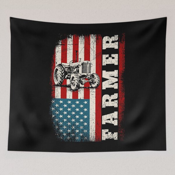 Item preview, Vintage Distressed American US Flag Tractor Patriotic Farmer designed and sold by MobyStickers.