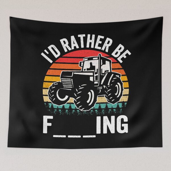 Item preview, I'd Rather Be Farming - Tractor Retro Sunset Funny Farmer designed and sold by MobyStickers.