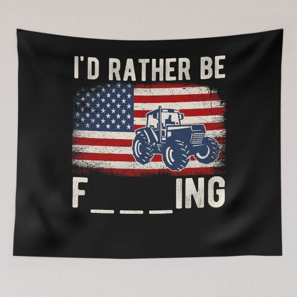 Item preview, I'd Rather Be Farming Distressed American Flag Funny Farmer designed and sold by MobyStickers.