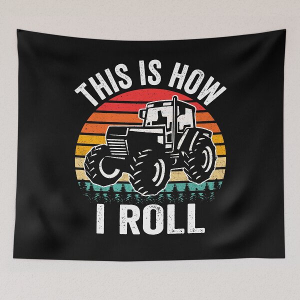 Item preview, This is How I Roll Vintage Tractor Retro Sunset Funny Farmer designed and sold by MobyStickers.