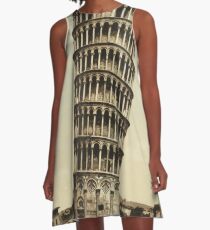 Vintage Leaning Tower of Pisa Photograph (1900) A-Line Dress