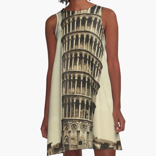 Vintage Leaning Tower of Pisa Photograph (1900) A-Line Dress
