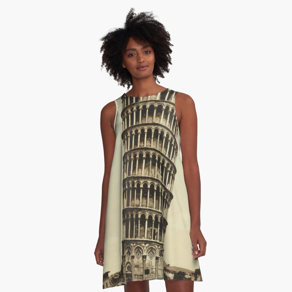 Vintage Leaning Tower of Pisa Photograph (1900) A-Line Dress