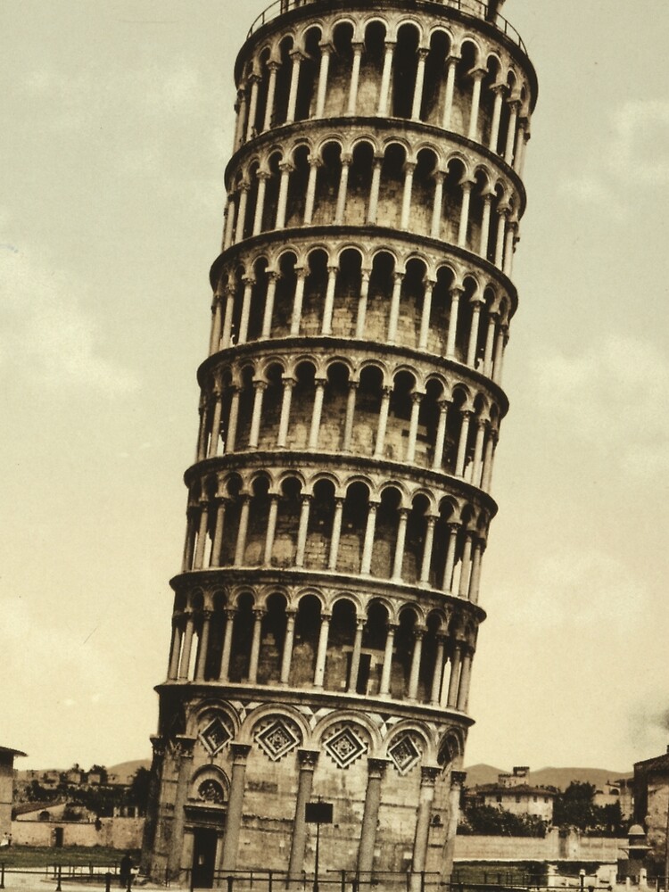 Vintage Leaning Tower of Pisa Photograph (1900) by BravuraMedia