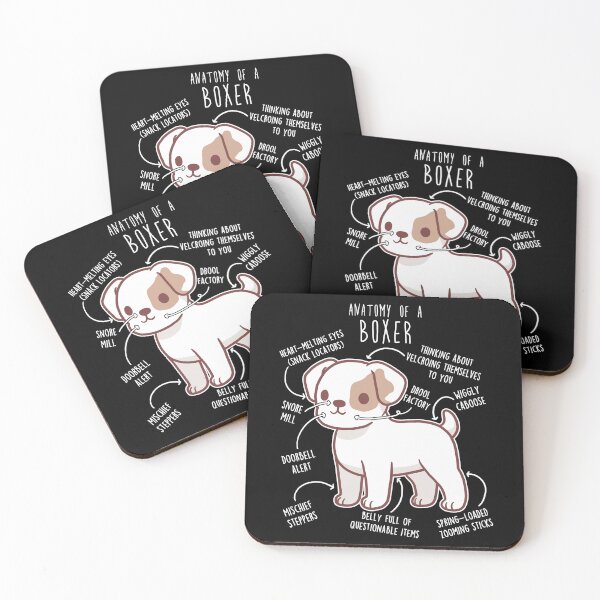 Item preview, Boxer Dog White Check Anatomy designed and sold by Clara Hollins.