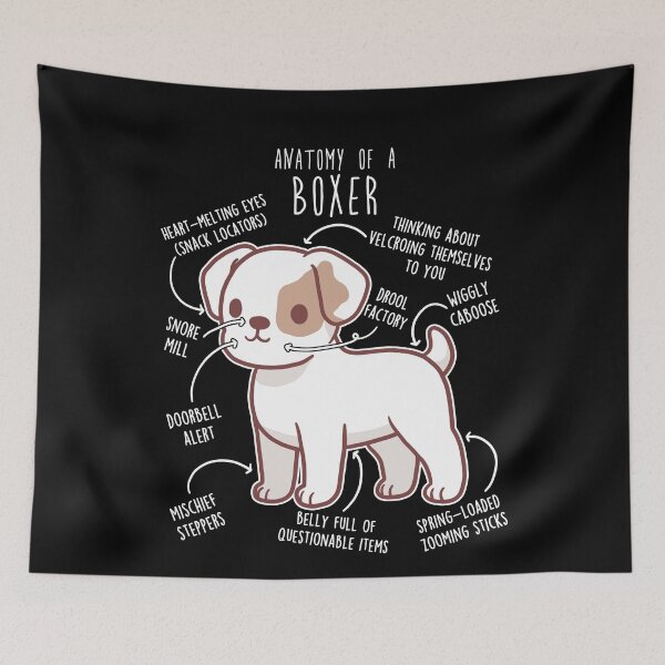 Item preview, Boxer Dog White Check Anatomy designed and sold by Clara Hollins.