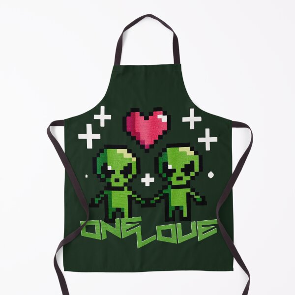 Item preview, One Love- Little Green Pixelated Alien Love designed and sold by Sir Meow Meow.