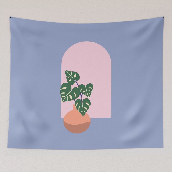 Item preview, Monstera plant and arched window - blue designed and sold by Chigurena.