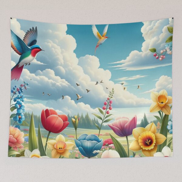 Item preview, Spring Meadow: Flowers & Birds Bliss designed and sold by mymagicstoreus.