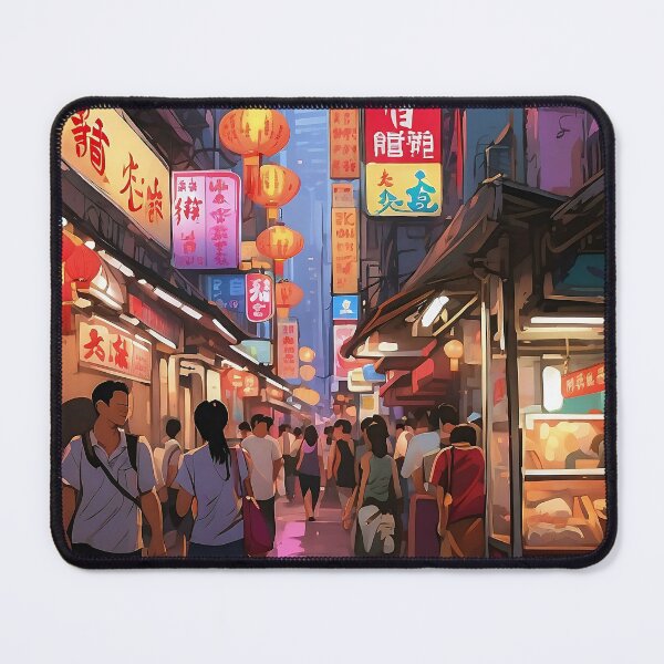 Item preview, Twilight Bustle: Vibrant Streets of Hong Kong designed and sold by ArtComixHaven.