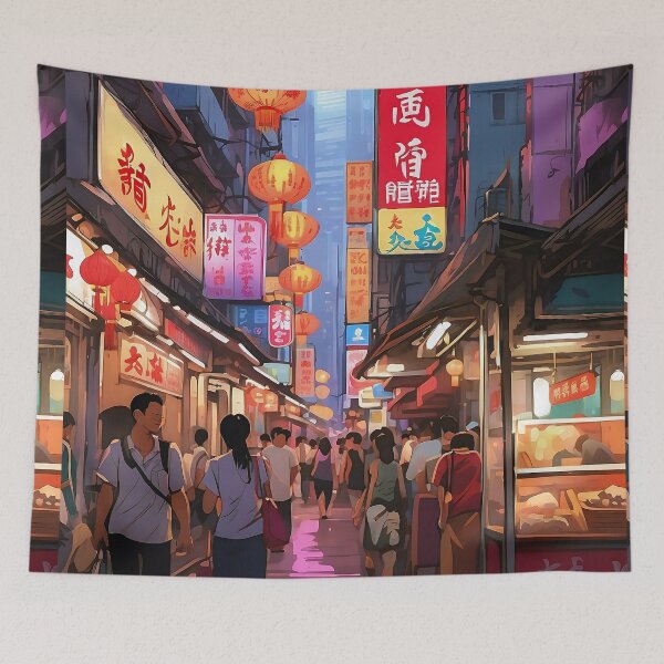 Item preview, Twilight Bustle: Vibrant Streets of Hong Kong designed and sold by ArtComixHaven.