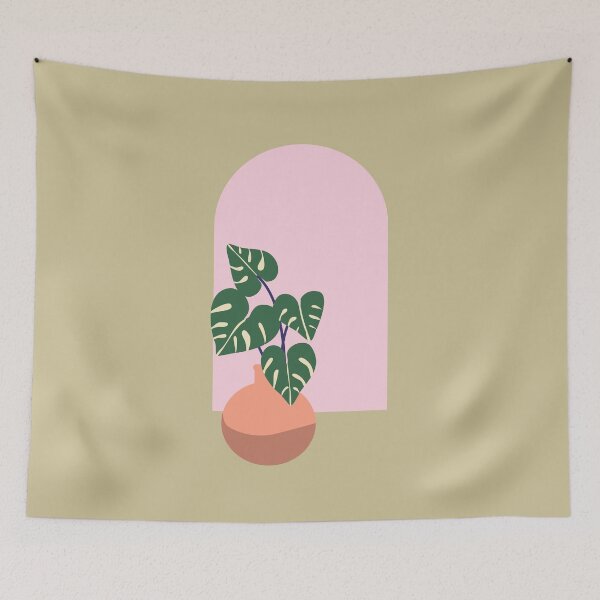 Item preview, Monstera plant and arched window - matcha green designed and sold by Chigurena.