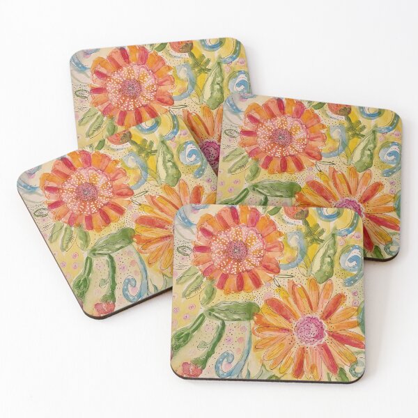 Item preview, Bright Orange Flowers with Blue Swirls designed and sold by Shana  Schutte.