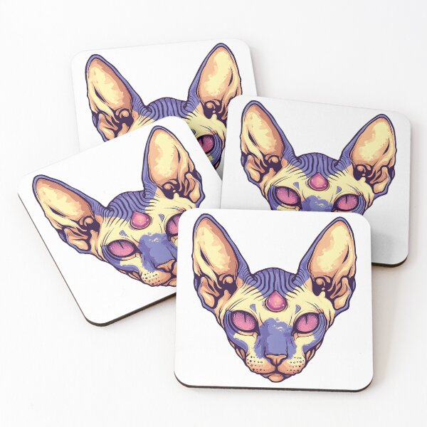 Item preview, Three eyed yellow violet sphynx cat designed and sold by TheRealmWithin.
