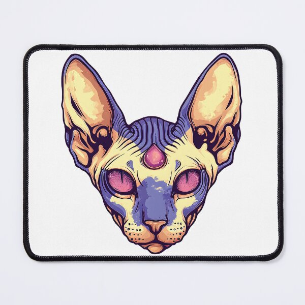 Item preview, Three eyed yellow violet sphynx cat designed and sold by TheRealmWithin.