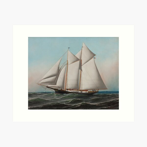 Item preview, Vintage Schooner Sailboat Illustration (1887) designed and sold by BravuraMedia.