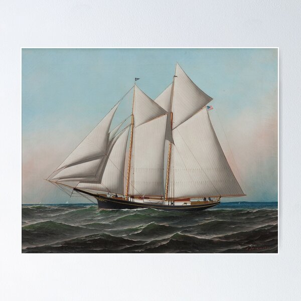 Item preview, Vintage Schooner Sailboat Illustration (1887) designed and sold by BravuraMedia.