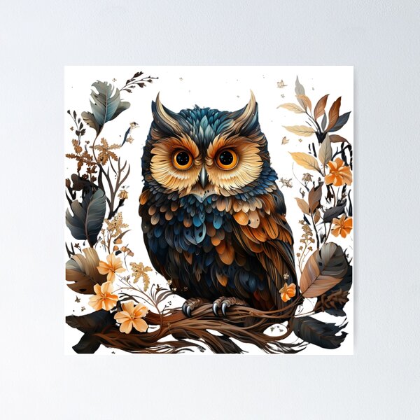 Item preview, An adorable brown owl in a daytime  designed and sold by DesignVistaHub.