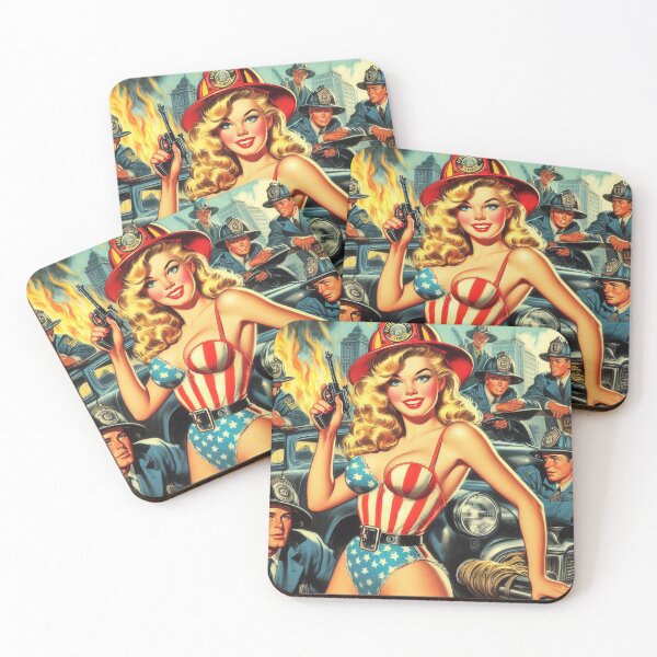 Item preview, Vintage Firefighter Girl designed and sold by PulpVintage.