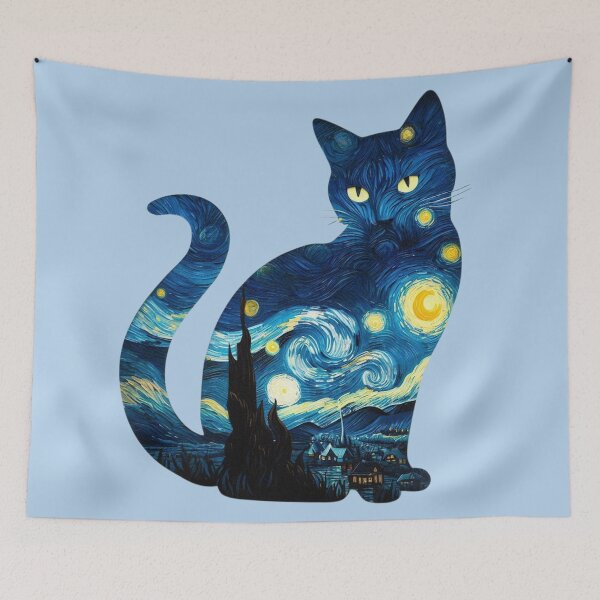 Item preview, Starry Night Kitty Cat Double Exposure designed and sold by HausKatz.