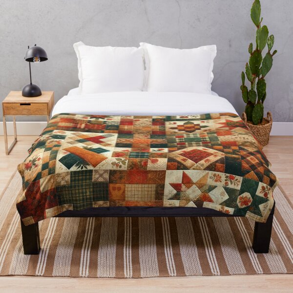Aperçu de l'œuvre Modèle de courtepointe en patchwork d'automne créée et vendue par PinUpPizzazz.