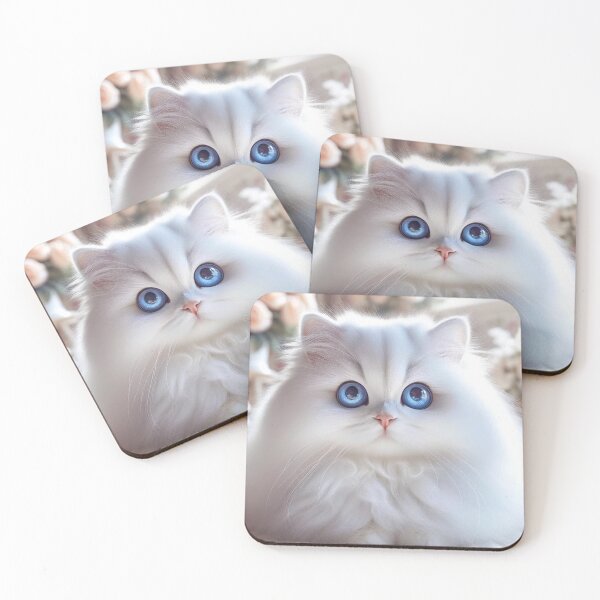 Item preview, Fluffy White Cat with Blue Eyes designed and sold by mymagicstoreus.