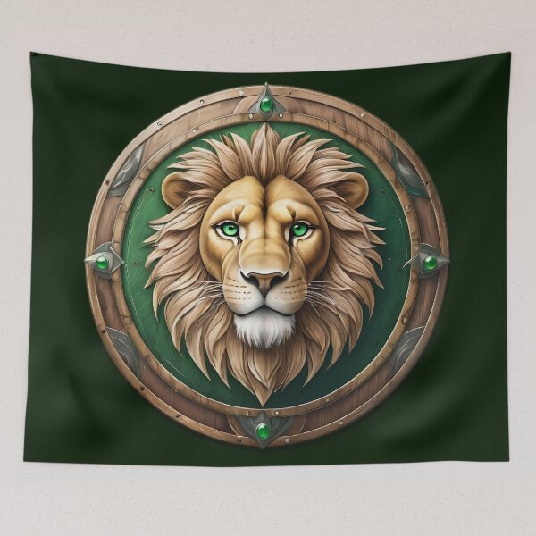 Item preview, Wooden shield with a lion's face. designed and sold by Ciervo Primavera.