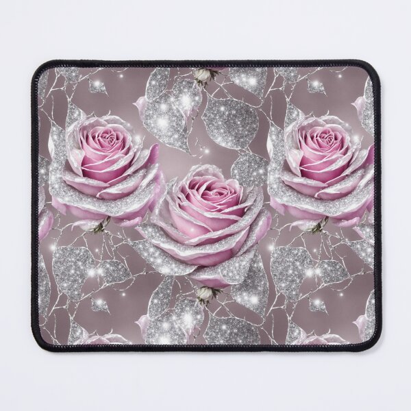 Item preview, Silver Glitter Pink Roses Floral Seamless Pattern designed and sold by PaxtonProjects.