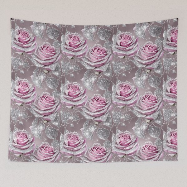 Item preview, Silver Glitter Pink Roses Floral Seamless Pattern designed and sold by PaxtonProjects.