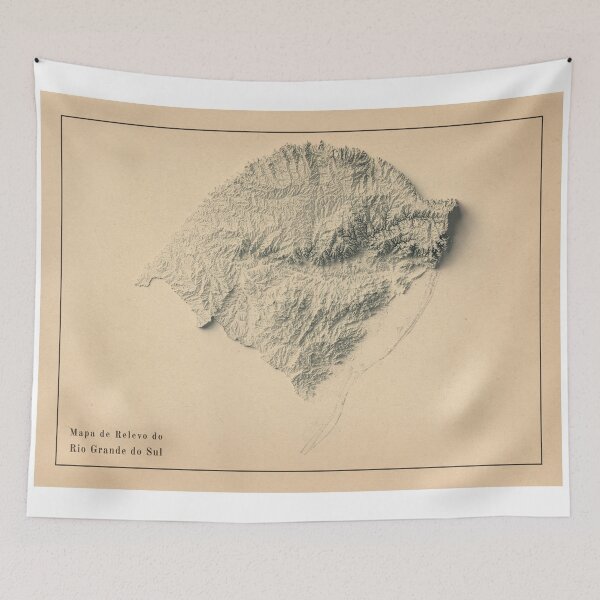 Item preview, Rio Grande do Sul State, Brazil Shaded Relief Map 3D digitally-rendered designed and sold by ThinkAboutMaps.