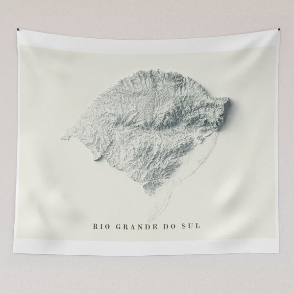 Item preview, Rio Grande do Sul State, Brazil Shaded Relief Map 3D digitally-rendered designed and sold by ThinkAboutMaps.