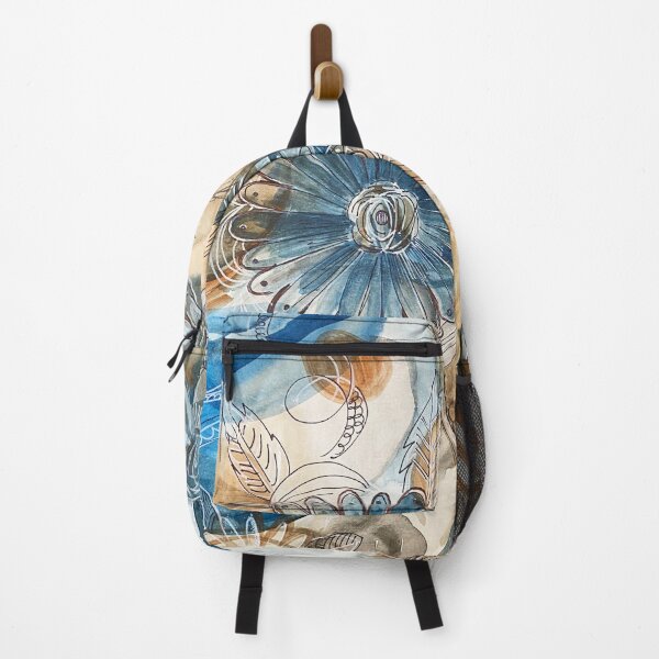 Item preview, Brown and Blue Modern Flowers in Ink and Watercolor designed and sold by Shana Schutte.