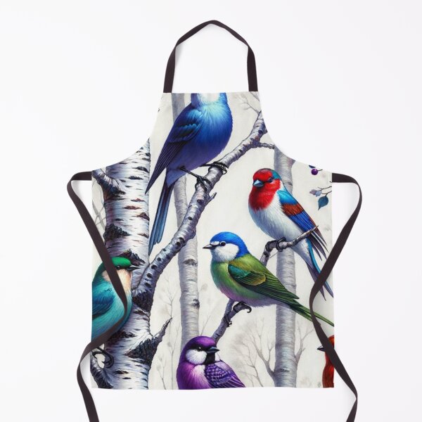 Item preview, Colorful Birds In Birch Trees Art designed and sold by mymagicstoreus.