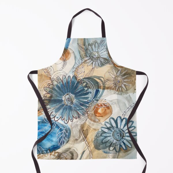 Item preview, Brown and Blue Modern Flowers in Ink and Watercolor designed and sold by Shana Schutte.