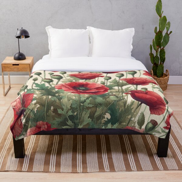 Item preview, Red Poppy Flowers on Cream  designed and sold by GraphicsClub.