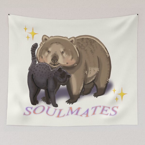 Item preview, The black kodkod cat and the wombat are soulmates designed and sold by Azasart.