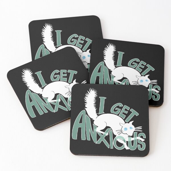 Item preview, I Get Anxious Cat (White) designed and sold by Oaktreeish.