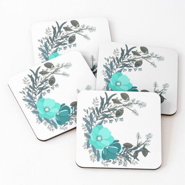 Item preview, Turquoise Floral Crescent Wreath designed and sold by HeidiMyersArt.