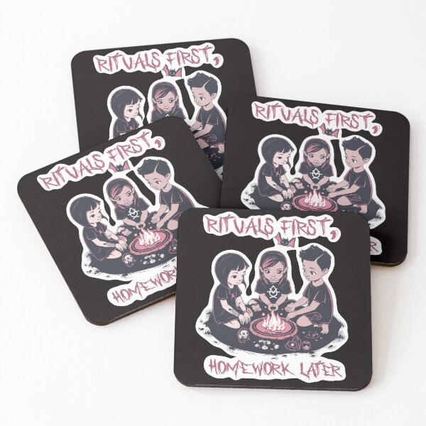 Item preview, "Rituals First, Homework Later" Satanic Children Print designed and sold by NessasSpookyArt.