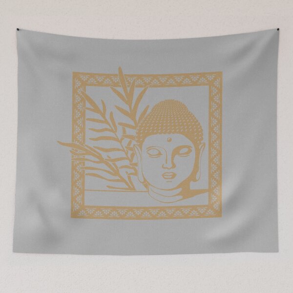 Item preview, Buddha Head Statue with Palm Fronds - Fog + Fawn designed and sold by Irene Estelle.