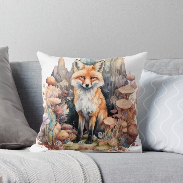 Item preview, Fox, Crystals, and Mushrooms Fantasy Watercolor Style designed and sold by lunaelizabeth.